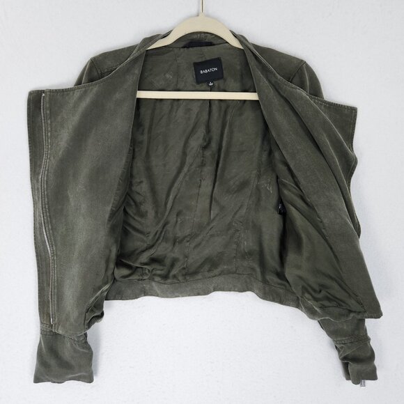 Babaton Jacket Womens 8 Green Aritzia Moto Full Zip Lightweight Casual Classic - Picture 7 of 14